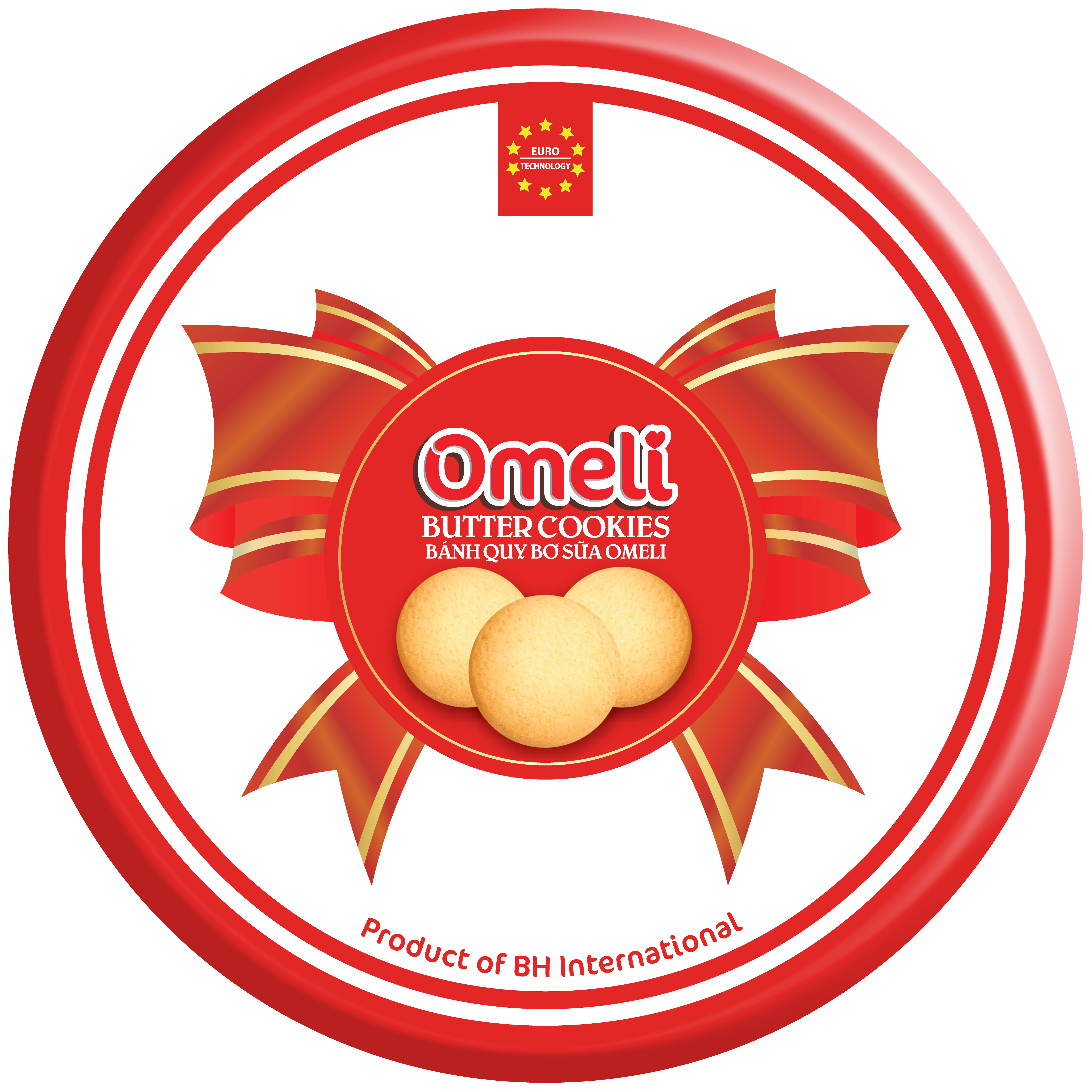 Omeli 180g Premium Quality Milk Butter Biscuits Chocolate Egg Cheese Flavored Cookies in Red Tin Box HALAL ISO HACCP Certified