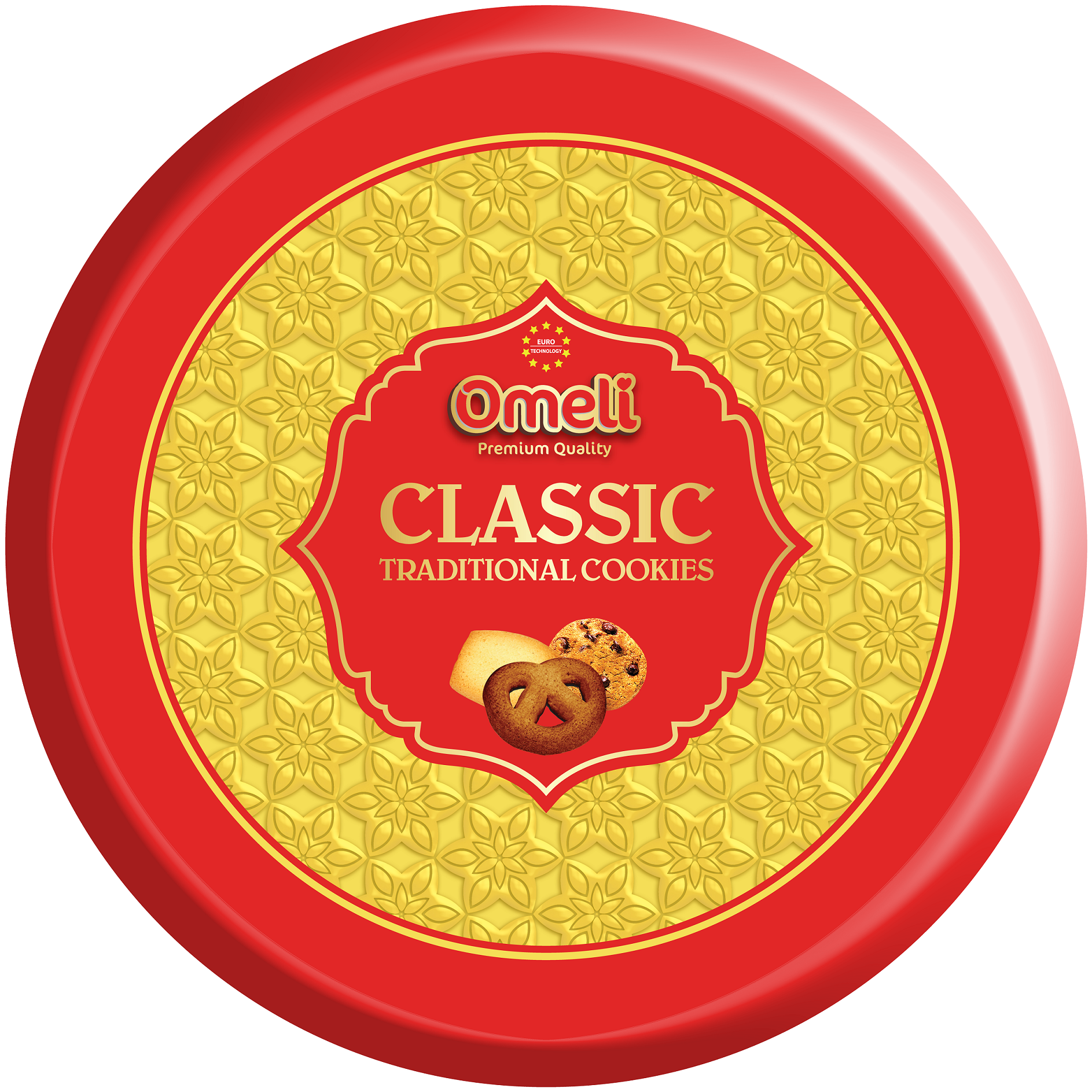 Omeli 180g Premium Quality Milk Butter Biscuits Chocolate Egg Cheese Flavored Cookies in Red Tin Box HALAL ISO HACCP Certified