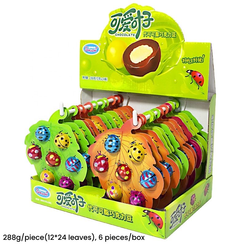 Crispy Cute Leaf Chocolate Beans Seven-spotted Ladybug Shape Chocolate Ball Snacks for Children
