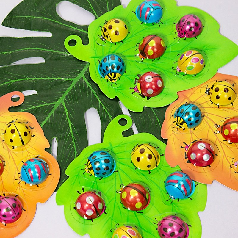Crispy Cute Leaf Chocolate Beans Seven-spotted Ladybug Shape Chocolate Ball Snacks for Children