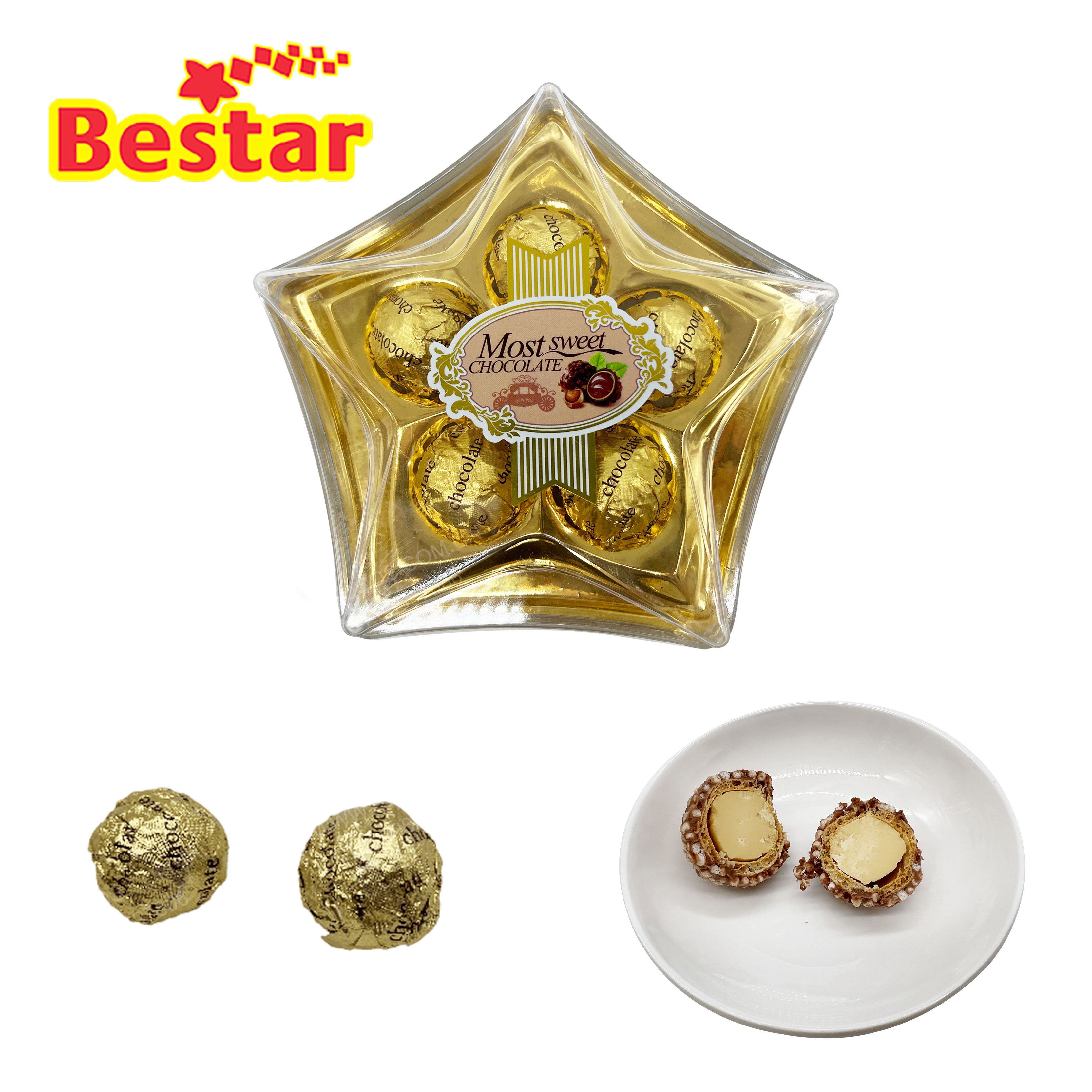 Customized Christmas jar package chocolate ball different shaped box package chocolate crispy ball for wholesale