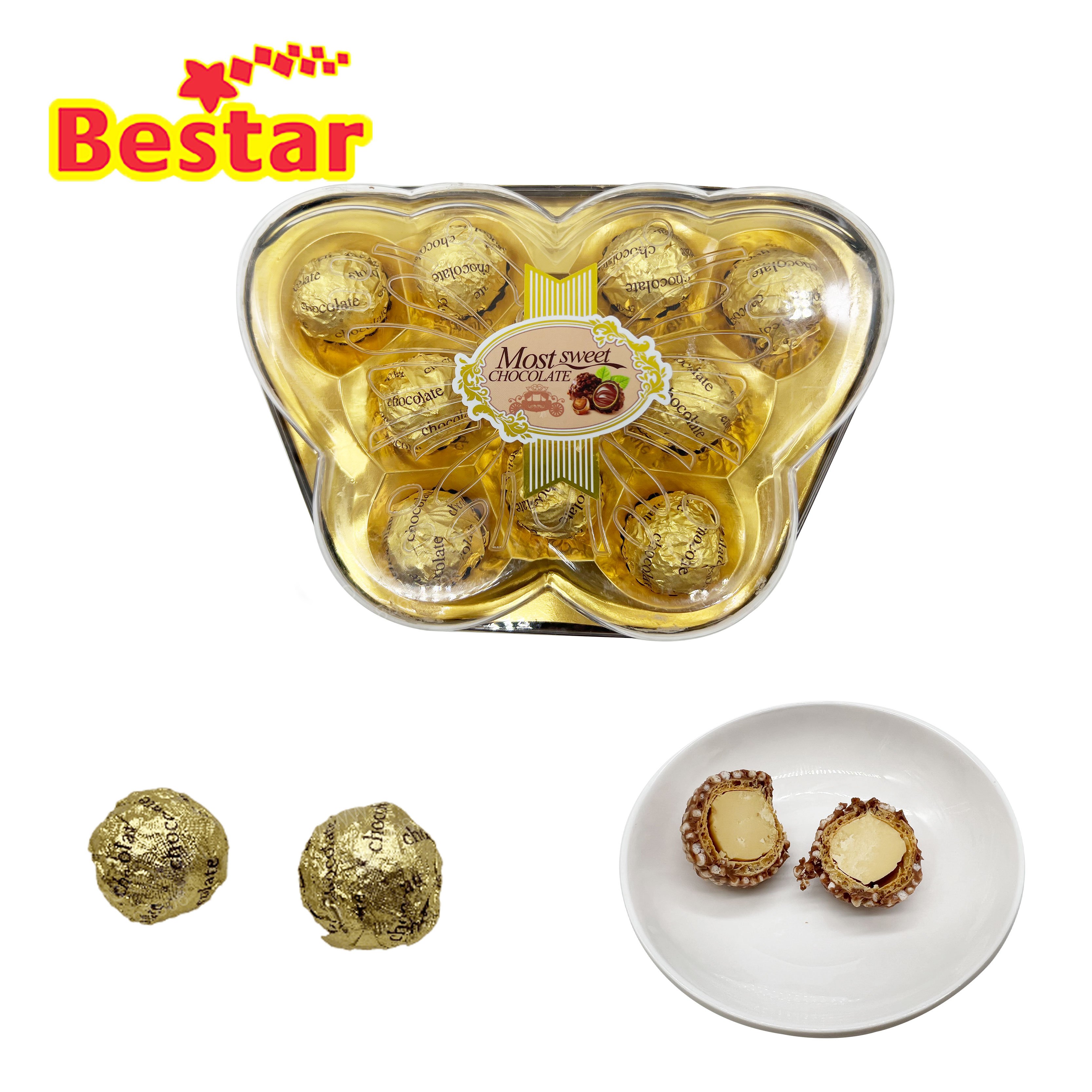 Customized Christmas jar package chocolate ball different shaped box package chocolate crispy ball for wholesale