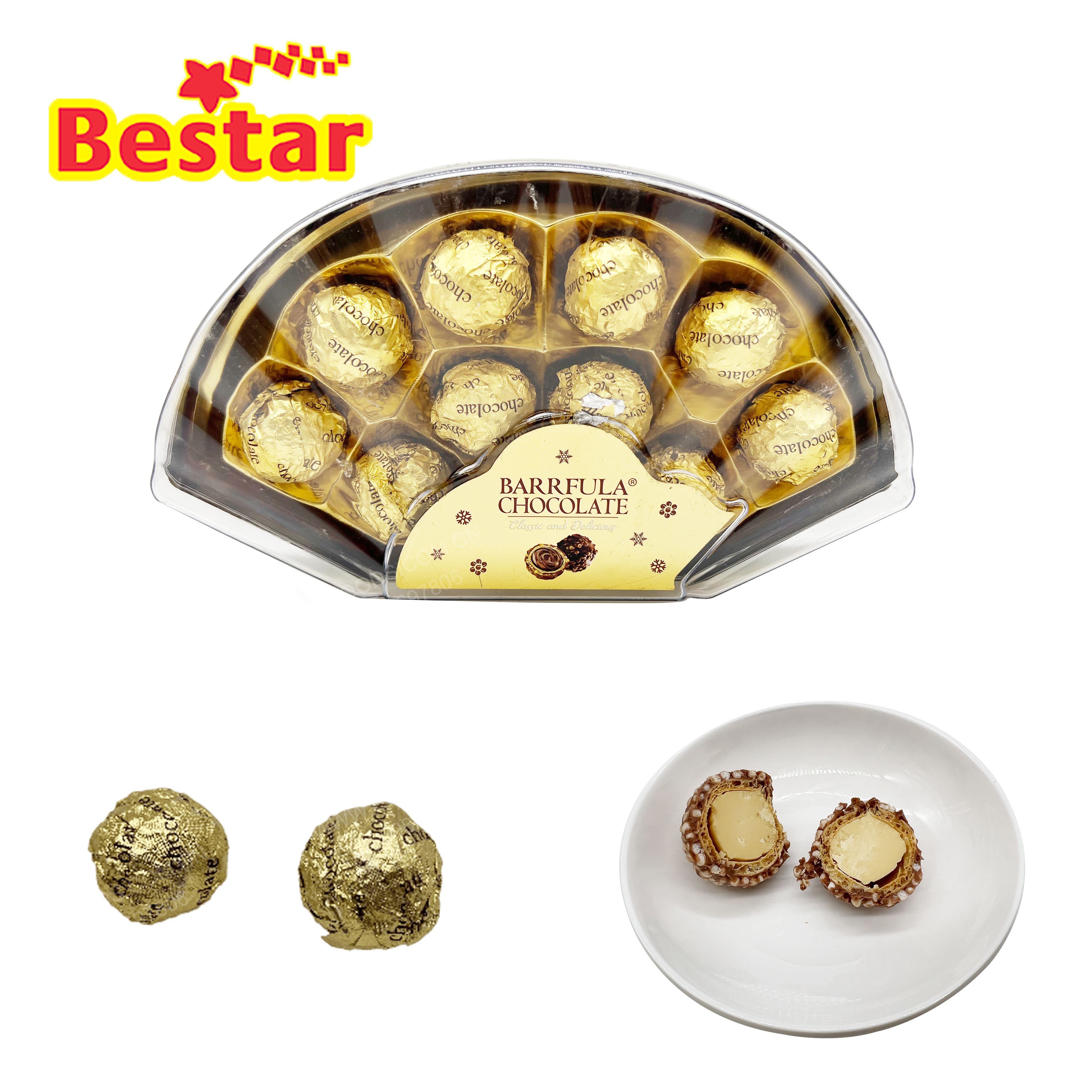 Customized Christmas jar package chocolate ball different shaped box package chocolate crispy ball for wholesale