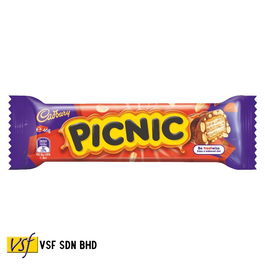 Cadbur y Picnic Chocolate Bar Display Box Shelf Ready 46g x 25 x 4