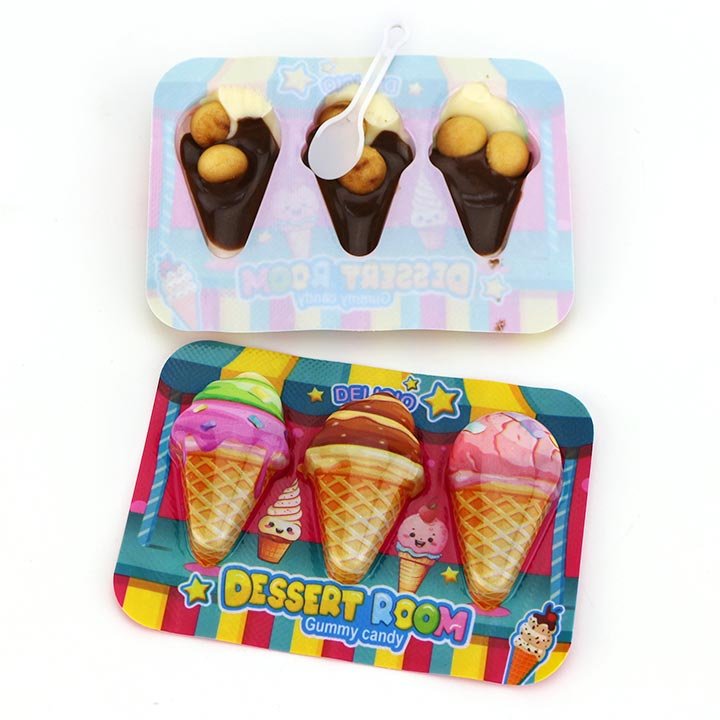 Dessert room ice cream shaped chocolate cream with biscuit ball