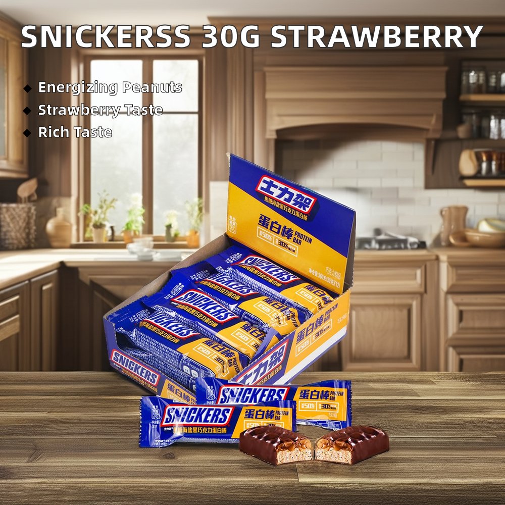 S nickers Strawberry Flavor Peanut Sandwich Protein Bar 30g Solid Energy Bar with Biscuit Jam and Candy Sweet Milk Taste
