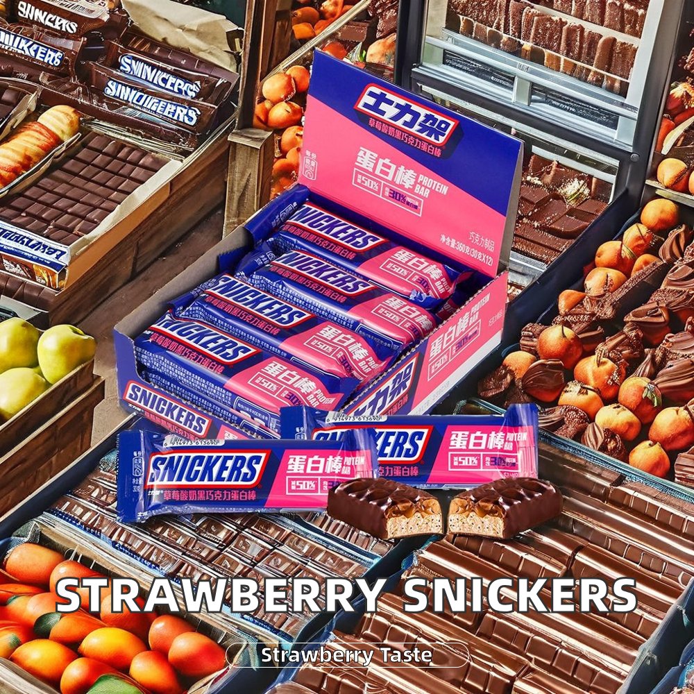 S nickers Strawberry Flavor Peanut Sandwich Protein Bar 30g Solid Energy Bar with Biscuit Jam and Candy Sweet Milk Taste