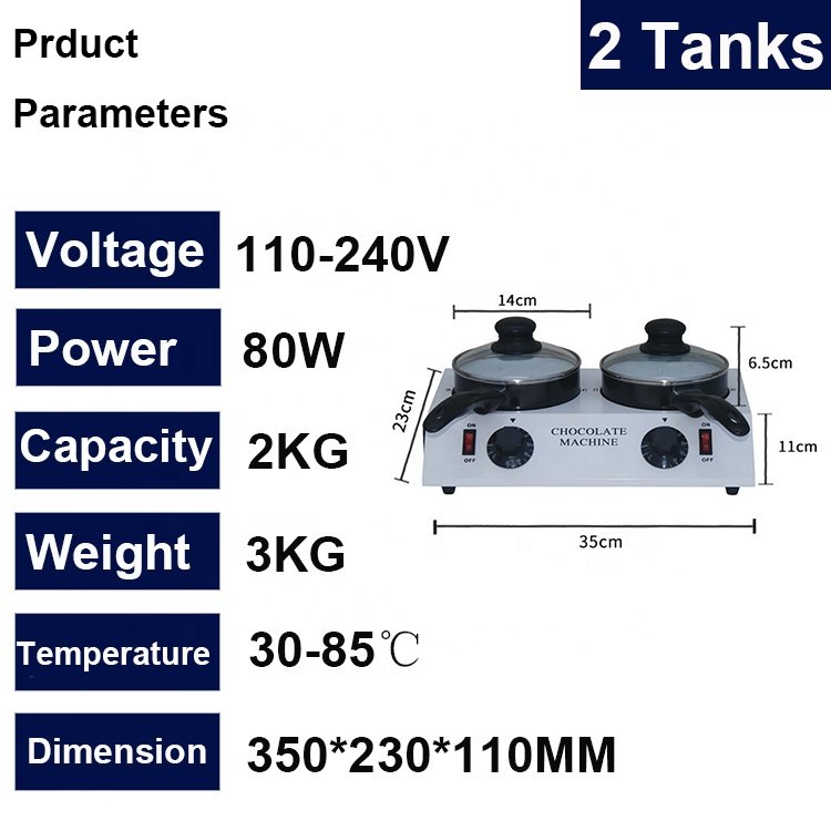 Electric 110v 220v Chocolate Melter Hot Chocolate Melting Tempering Machine Double Pots Capacity
