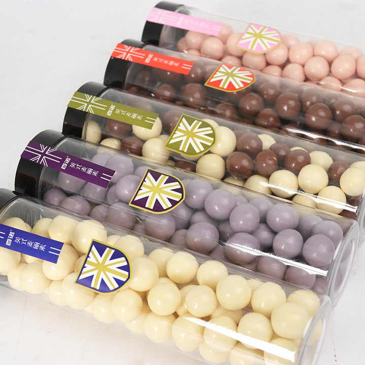 150g canned and sweets round wholesale chocolate crispy chocolate beans chocolate candy crispy