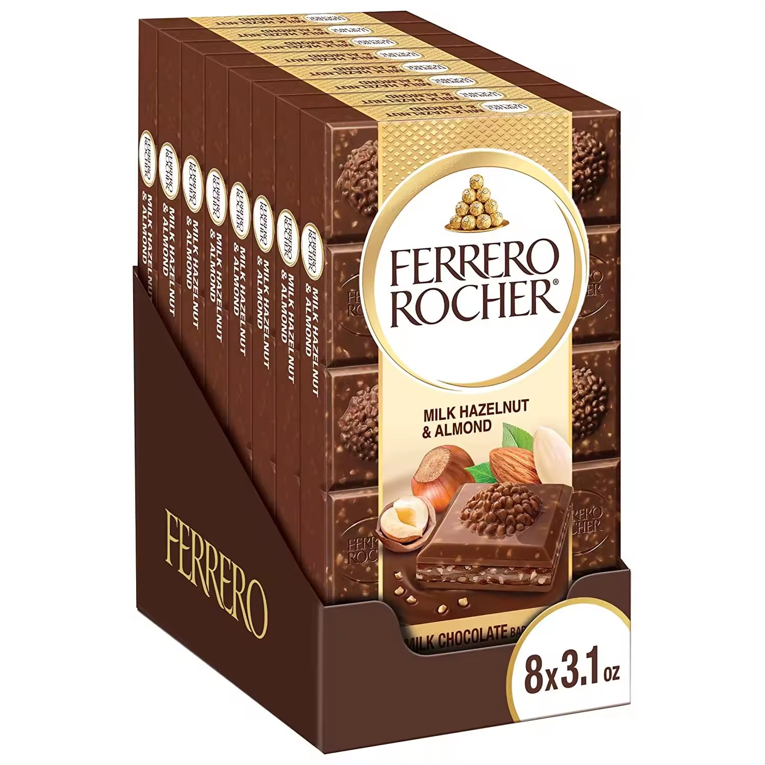 Ferrero Rocher Premium Chocolate Bars, White Chocolate Hazelnut Individually Wrapped, Luxury Chocolate
