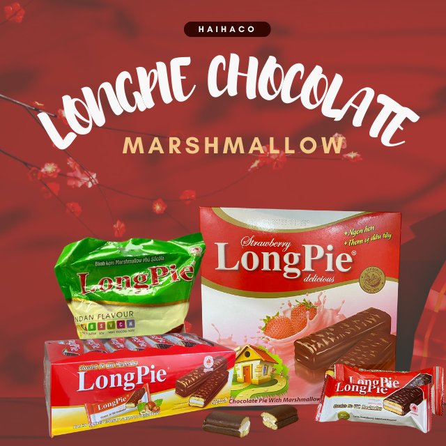 Premium quality Delicious soft pie Chocolate with marshmallow Pie LONGPIE brand from HaiHa confectionery