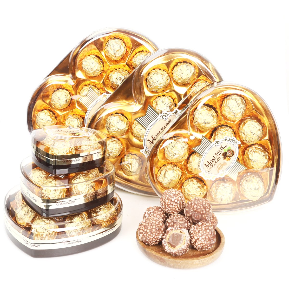 Chocolate supplier wholesale Custom private label cocoa snacks nut milk Compound chocolate Golden chocolate ball