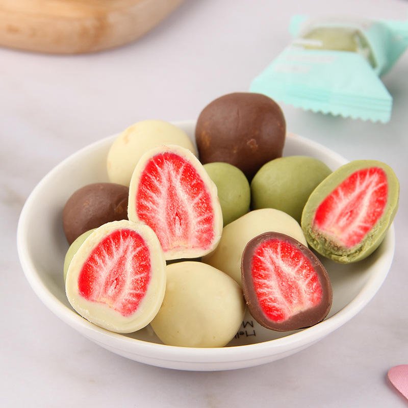 Wholesale 3 pack freeze dried strawberry strawberry chocolate freeze dried candy
