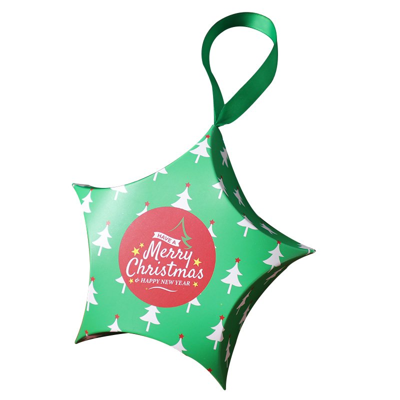 2024 Christmas Star Gift Box Chocolate Candy Cookie Small Folding Box Paper Packaging Chocolate Candy Snowflake Shaped Box