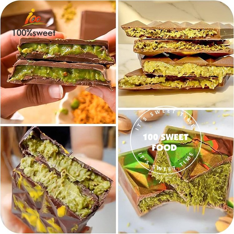 Wholesale famous delicious PISTACHIO & KNAFEH MILK chocolate bars with the kunafeh pistachio butter crunchy filling