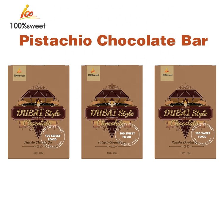 Wholesale famous delicious PISTACHIO & KNAFEH MILK chocolate bars with the kunafeh pistachio butter crunchy filling
