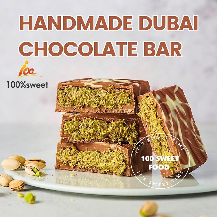 Wholesale famous delicious PISTACHIO & KNAFEH MILK chocolate bars with the kunafeh pistachio butter crunchy filling