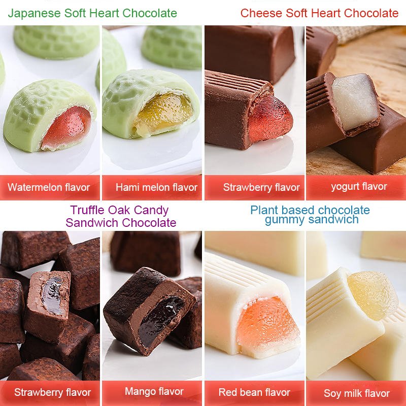 wholesale of chocolate and candy dulces mixing of chocolate and gummy candy soft heart chocolate