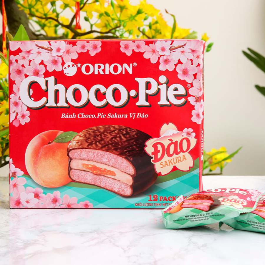 Wholesale Marshmallow Chocolate Pie Chocopie Orion Chocopie Sakura Peach 360g