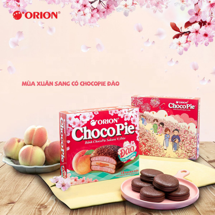 Wholesale Marshmallow Chocolate Pie Chocopie Orion Chocopie Sakura Peach 360g