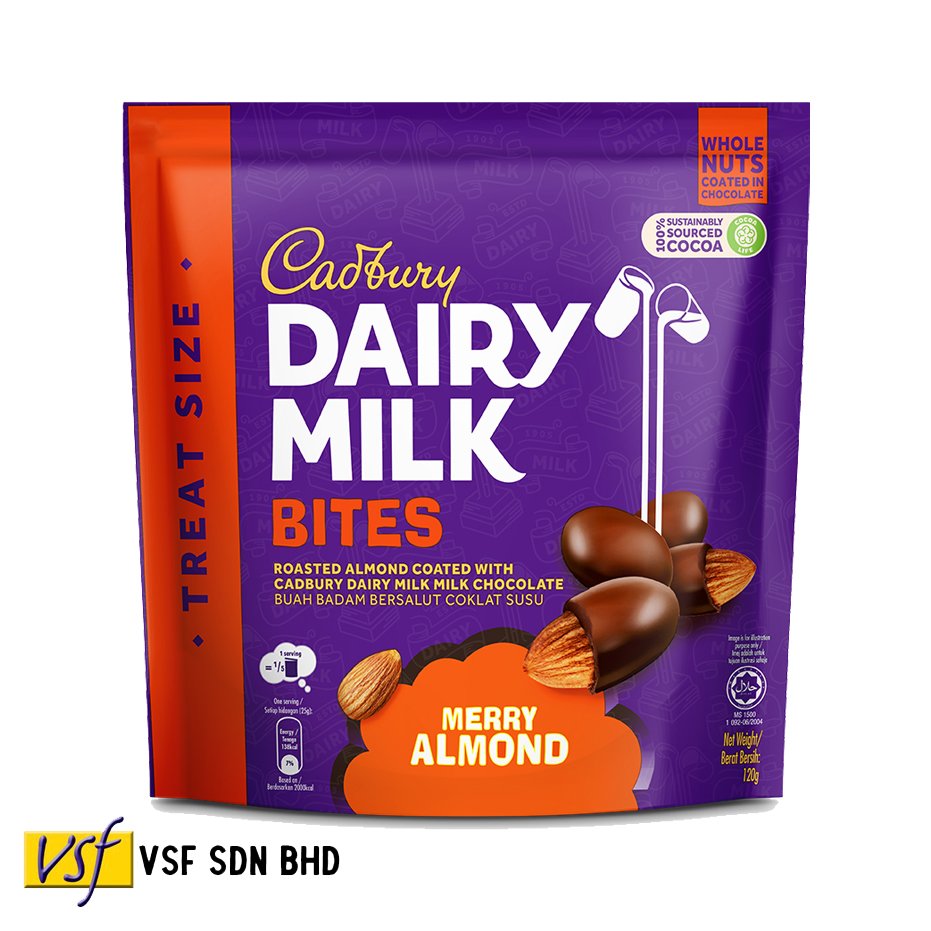 Cadbur y Dairy Milk Chocolate Bites Merry Almond 120g x 24 pkts