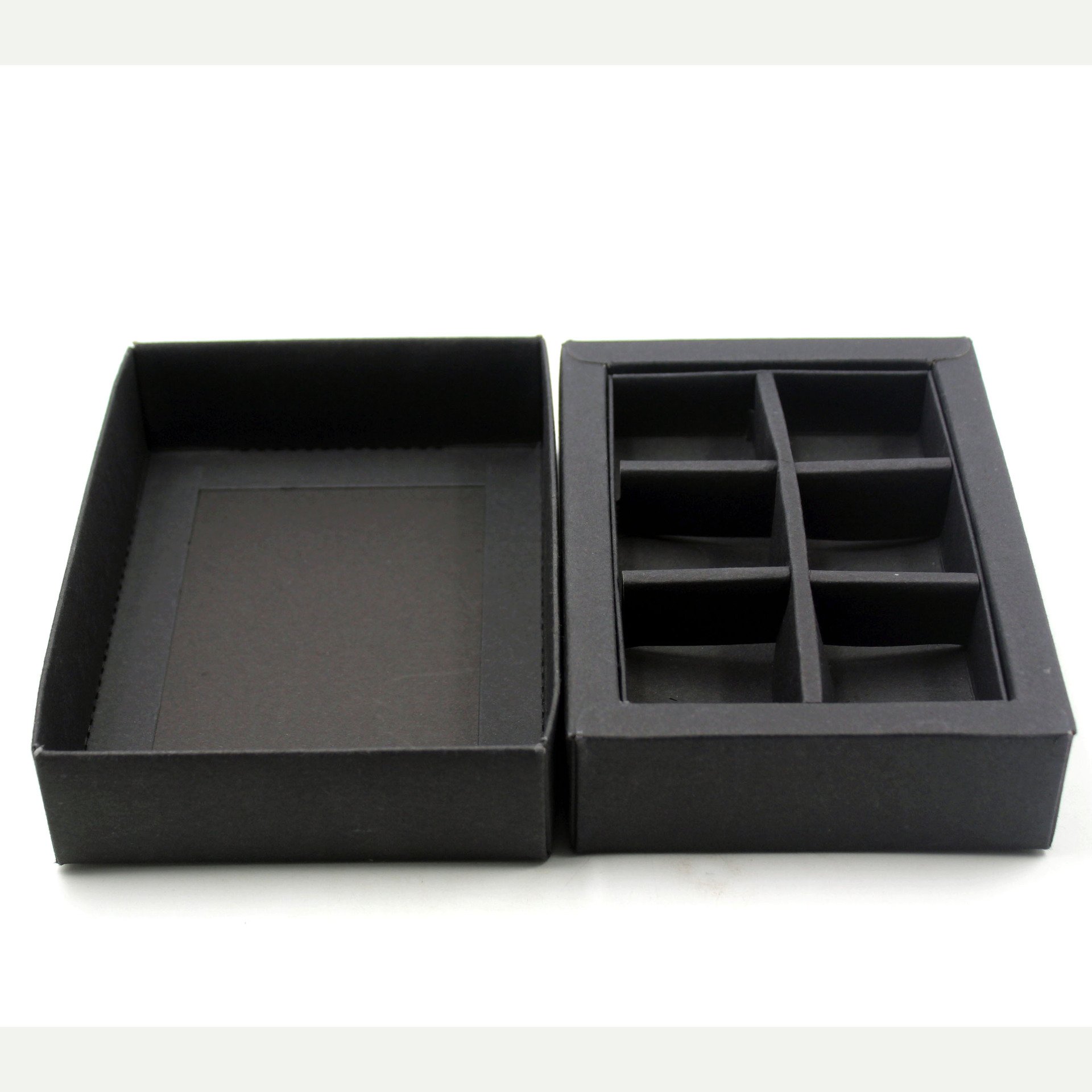 wholesale gift slab chocolate brigadeiro paper boxes recyclable elegant laminate black 6 grids chocolate package bo