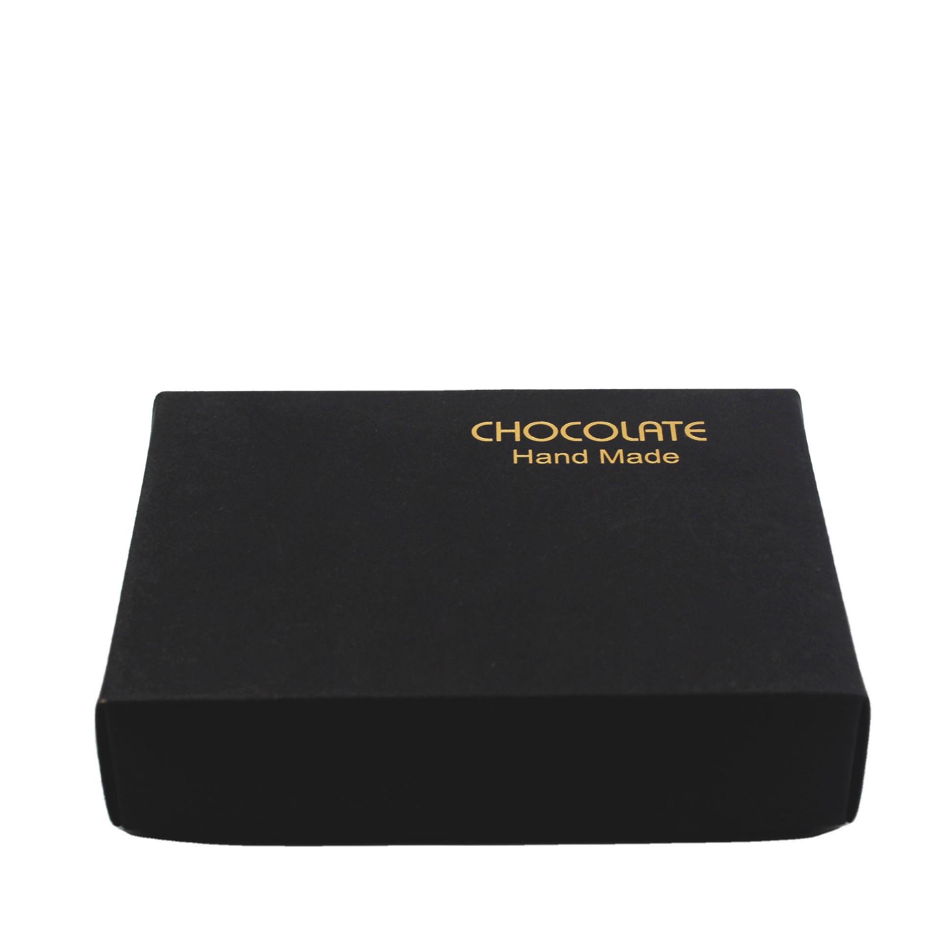 wholesale gift slab chocolate brigadeiro paper boxes recyclable elegant laminate black 6 grids chocolate package bo
