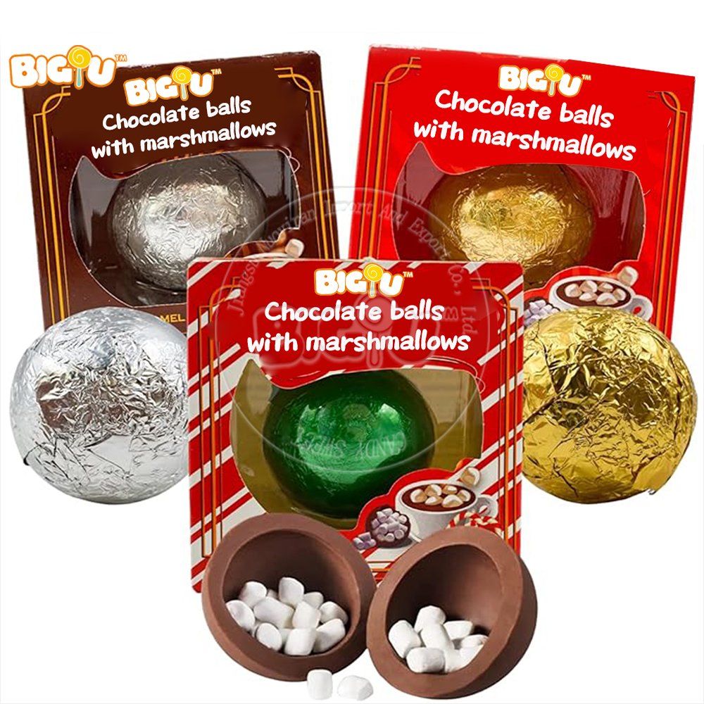 Candy manufacturer custom chocolate balls bomb candy with mini marshmallow
