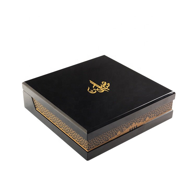 Storage Eid Gold Foil Engraved Chocolate Dates Packaging Middle East Boxes Ramadan Cake Wood Factory Luxury Food Custom MDF Box