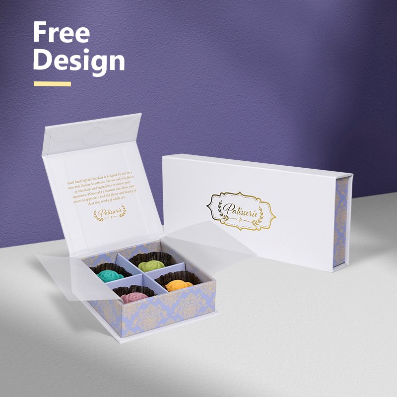 Wholesale Luxury Custom Design Candy Chocolate Bar Packaging Paper Gift Boxes With Dividers Partition Boxes With Flip Lid