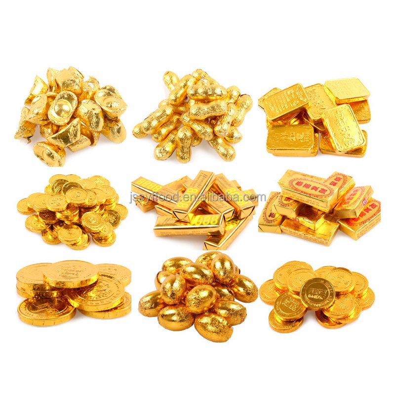 China Chocolate Factory Preferential Wholesale Custom Label Palmin Gold Chocolate Coins Ingot Snacks Candy Halal