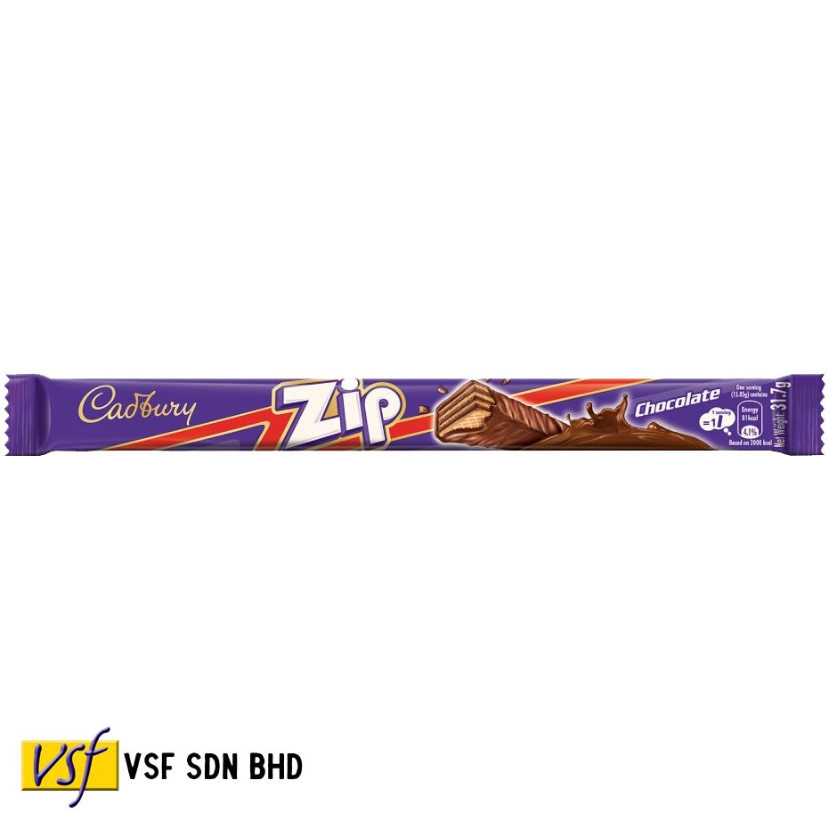 Cadbur y Zip Chocolate Wafer Bar 32g x 28 x 12