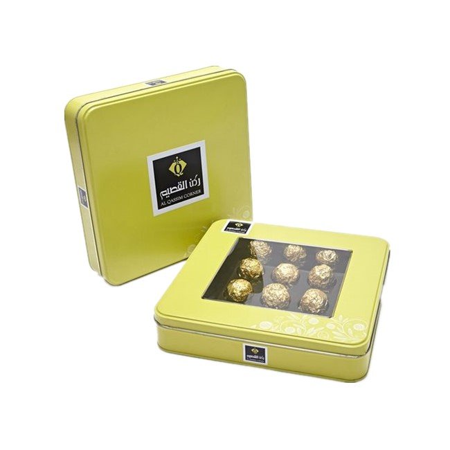 Custom Square Chocolate Tin Box With Window On Lid 6 Inch Packing Food Sweet Candy Packaging Carousel Metal Tin Music Box