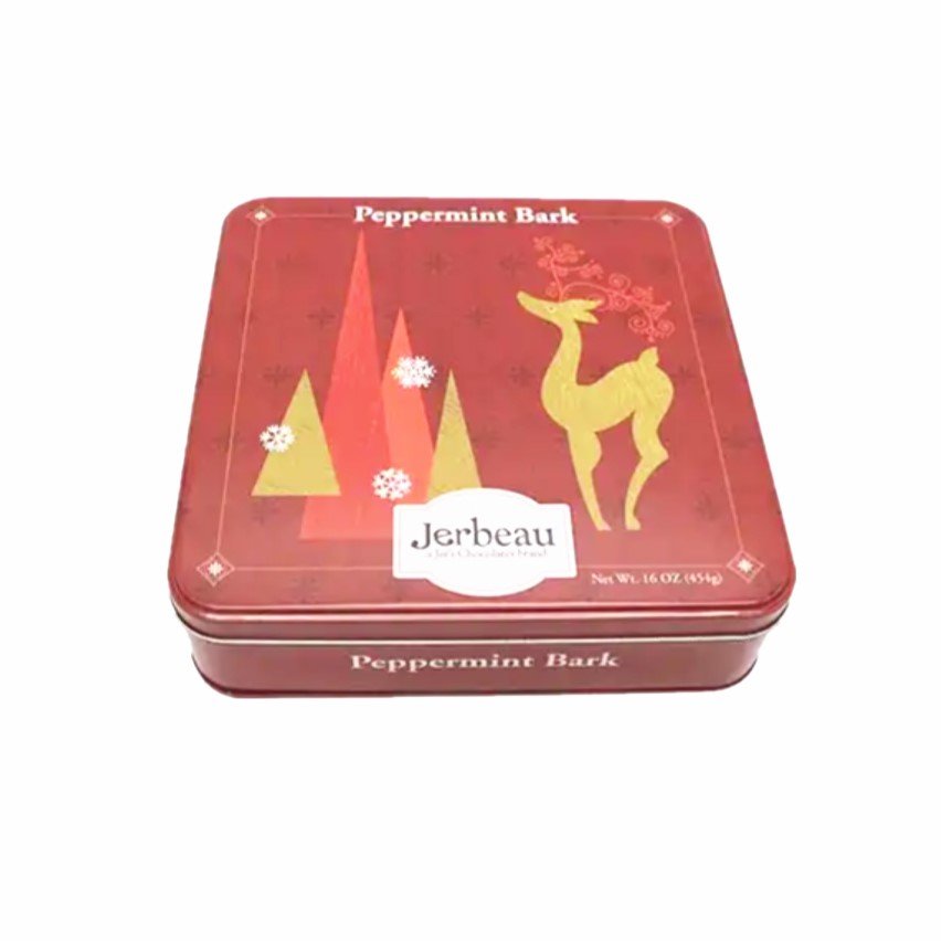 Custom Square Chocolate Tin Box With Window On Lid 6 Inch Packing Food Sweet Candy Packaging Carousel Metal Tin Music Box