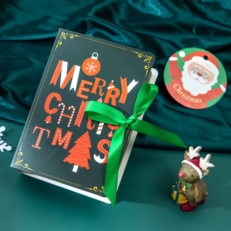 Custom Red Christmas Decoration Chocolate Candy Gift Packaging Boxes Christmas Chocolate Paper Box With Ribbon