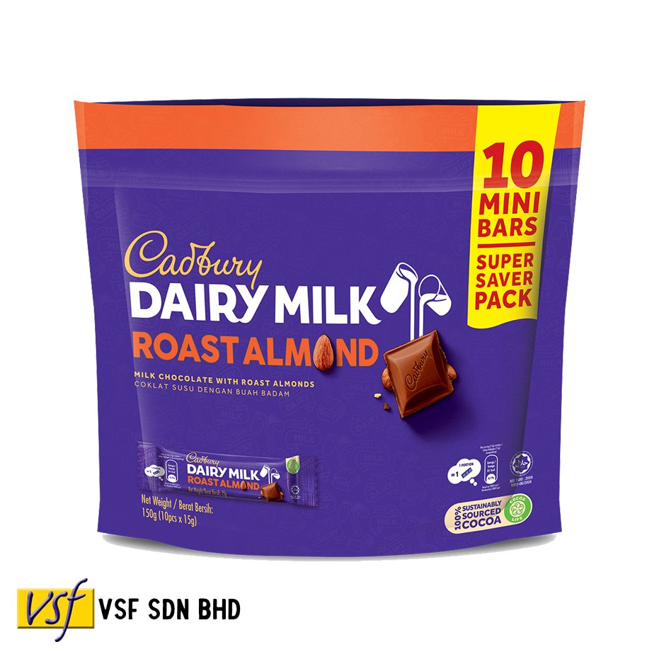 Cadbur y Dairy Milk Hazelnut Chocolate Sharebag 120g (12g x 10 pcs x 16 pkts) Cadbur y Doybag Hazelnut