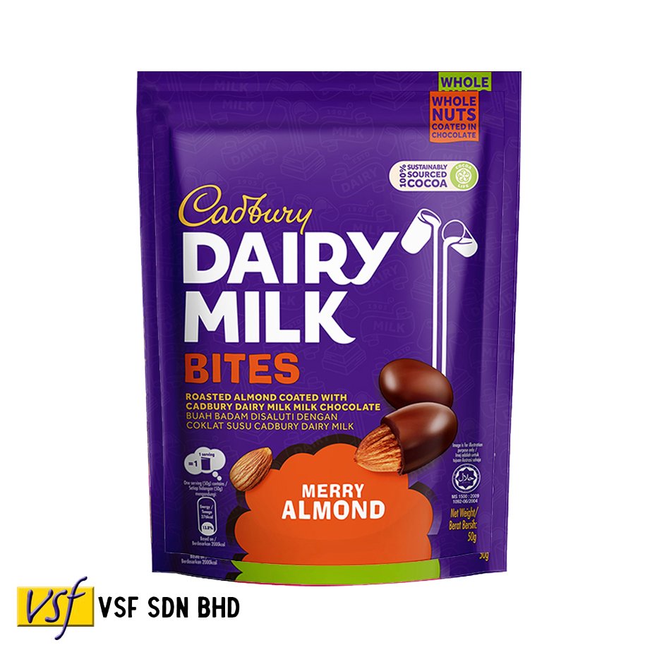 Cadbur y Dairy Milk Chocolate Bites Merry Almond 50g x 24 pkts