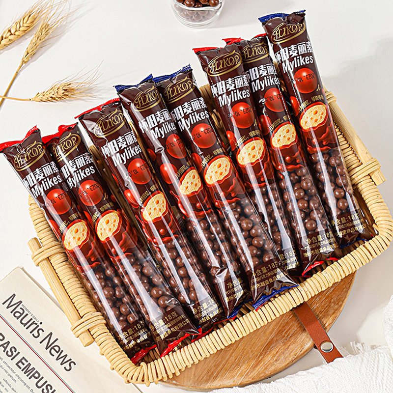 Wholesale children's snacks 18g Merlot round crispy chocolate beans chocolate candy chocolate candy crispy