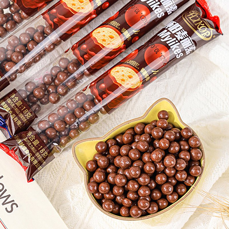Wholesale children's snacks 18g Merlot round crispy chocolate beans chocolate candy chocolate candy crispy