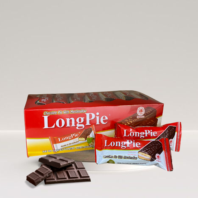 LONGPIE brand from HaiHa confectionery OEM ODM cheap price best quality soft pie Chocolate with marshmallow Pie