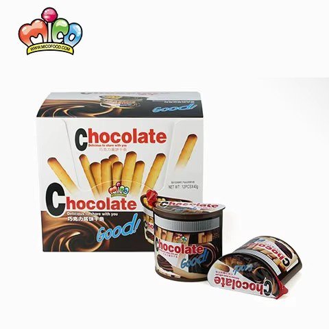 Quality Chocolate Cream Cup with Cocoa Snacks Sticks Crispy Biscuit Stick Confectionery With Chocolate Jam Factory wholesale