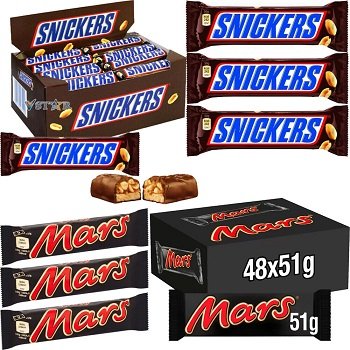 SnickersChocolate Original, Kit Kat Chunky, Bountywix