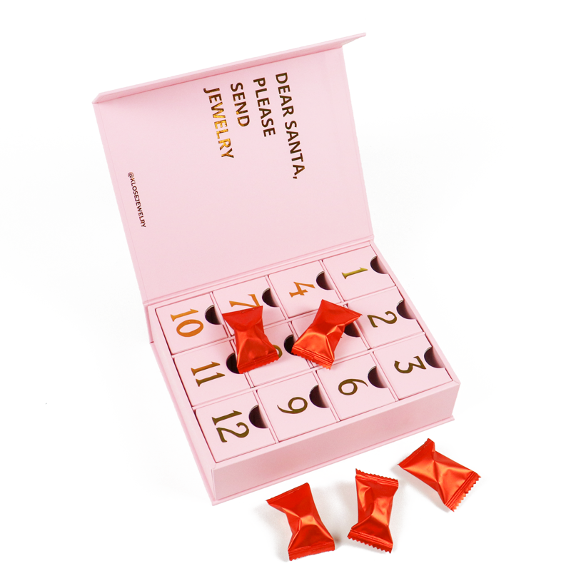 Custom Design Cosmetic Make Up Drawer Present Box Paper Advent Coffee Calendar Countdown Candy Chocolate Packaging Gift Box