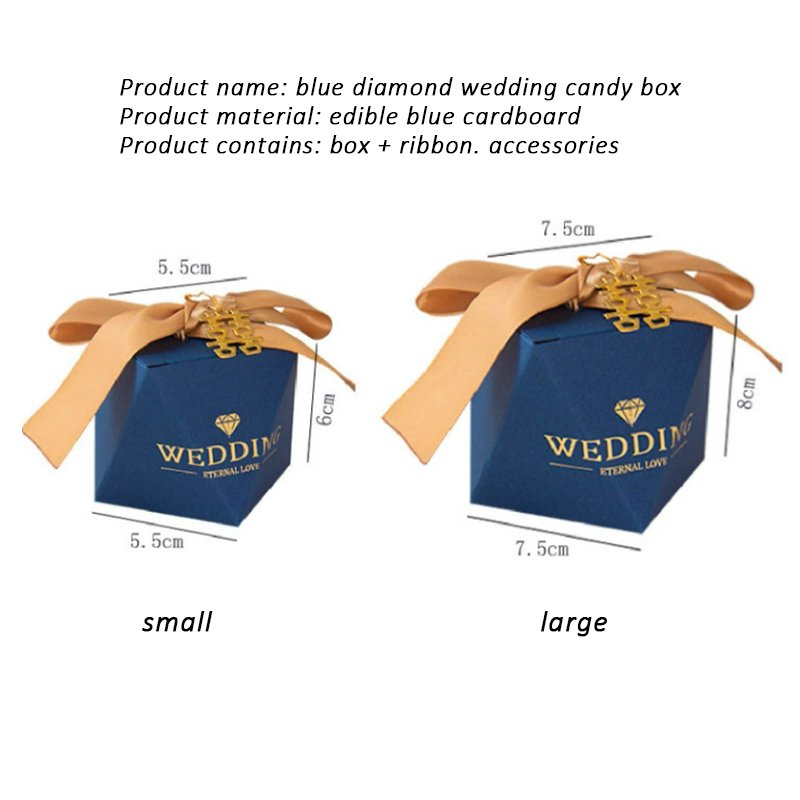 Blue Wedding Box Sweets Candy Chocolate Diamond Wedding Favor Candy Box Gift Candy Packaging for Guests Party Engagement