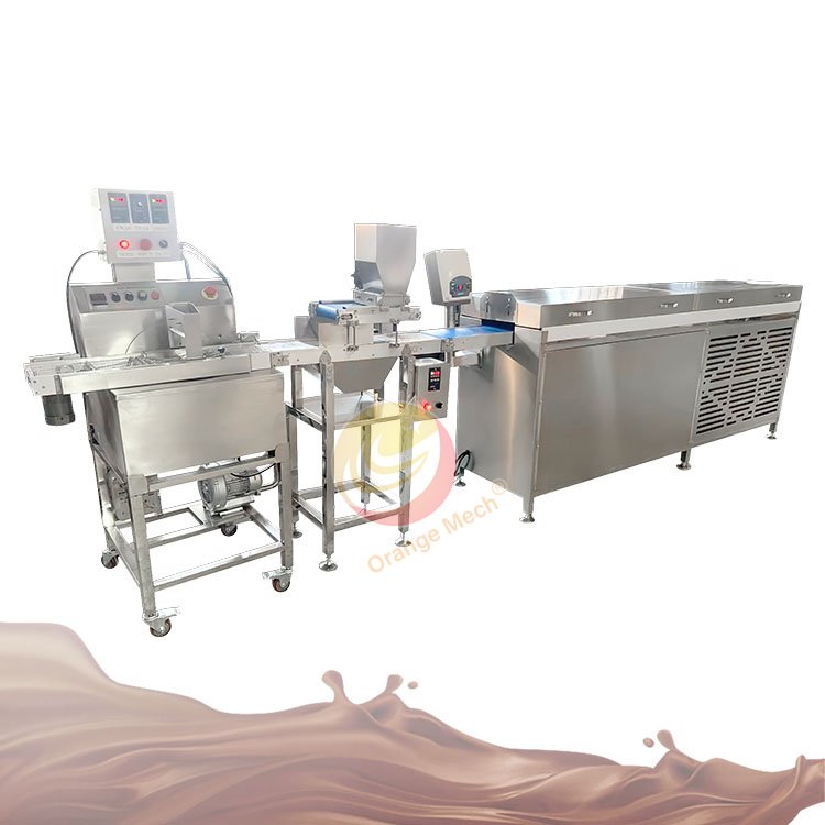 chocolate enrobing machine Wheel type mini chocolate enrober machine with cooling tunnel