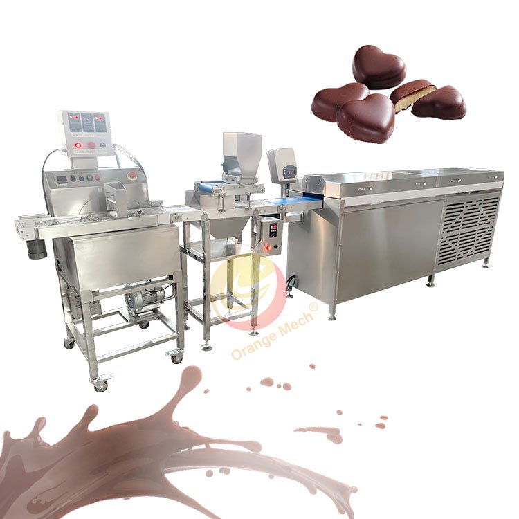 chocolate enrobing machine Wheel type mini chocolate enrober machine with cooling tunnel