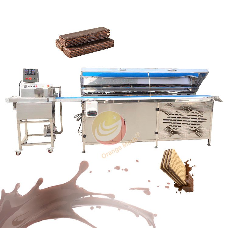 chocolate enrobing machine Wheel type mini chocolate enrober machine with cooling tunnel