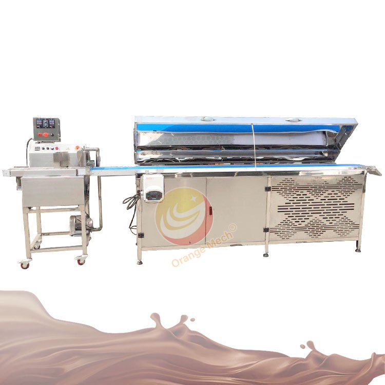 chocolate enrobing machine Wheel type mini chocolate enrober machine with cooling tunnel