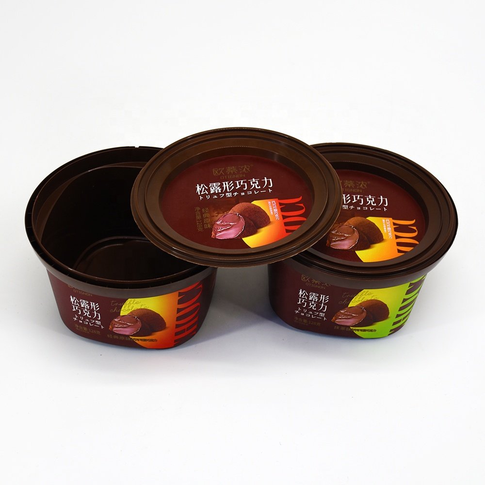 Lucky Time Plastic Candy Chocolate Biscuit Food Container Cup Food Packing Colorful Customized Printed Container
