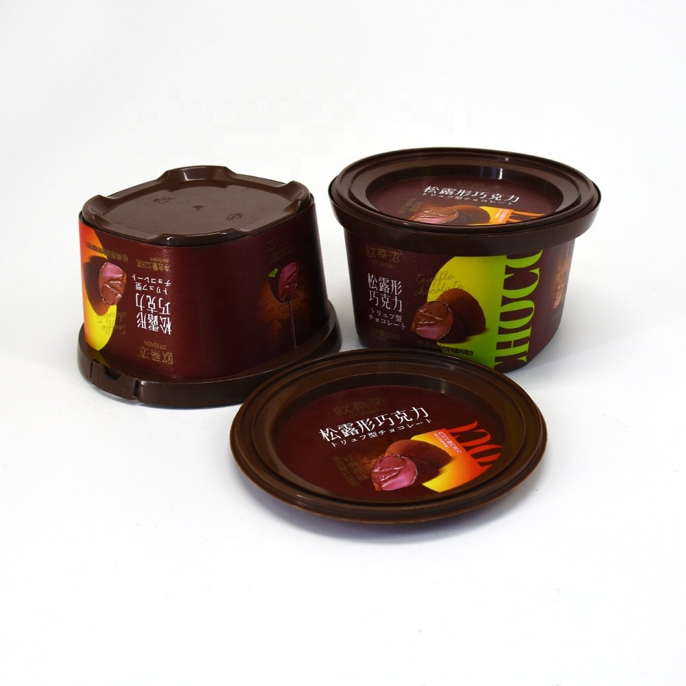 Lucky Time Plastic Candy Chocolate Biscuit Food Container Cup Food Packing Colorful Customized Printed Container